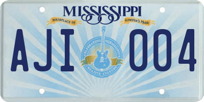 MS license plate AJI004