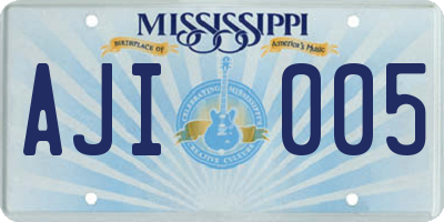 MS license plate AJI005