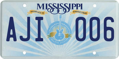 MS license plate AJI006