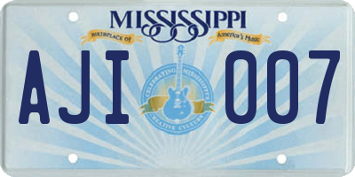 MS license plate AJI007
