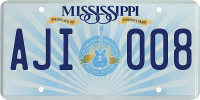 MS license plate AJI008