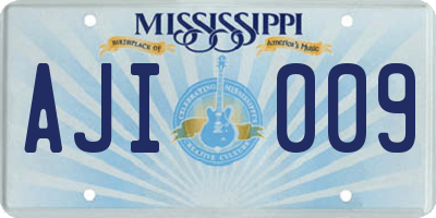 MS license plate AJI009
