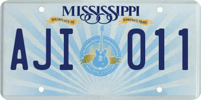 MS license plate AJI011