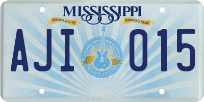 MS license plate AJI015