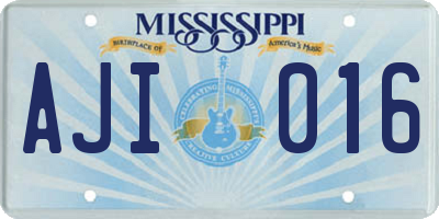 MS license plate AJI016