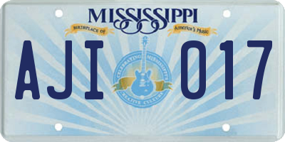 MS license plate AJI017