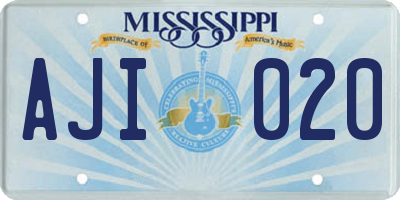 MS license plate AJI020