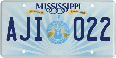 MS license plate AJI022