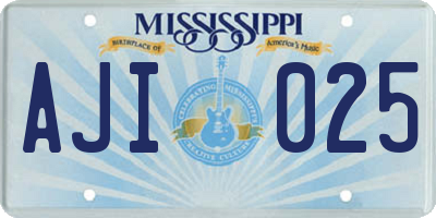 MS license plate AJI025