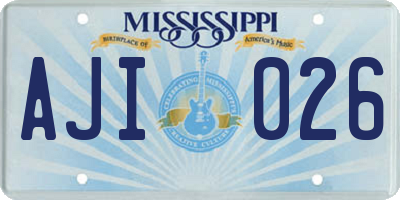 MS license plate AJI026