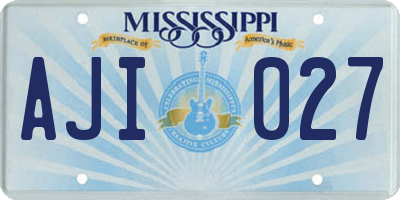 MS license plate AJI027