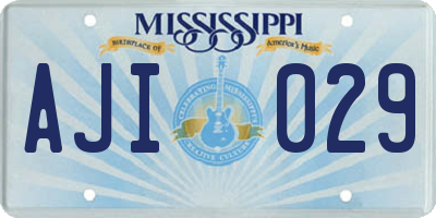 MS license plate AJI029