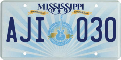 MS license plate AJI030