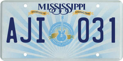 MS license plate AJI031
