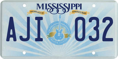 MS license plate AJI032
