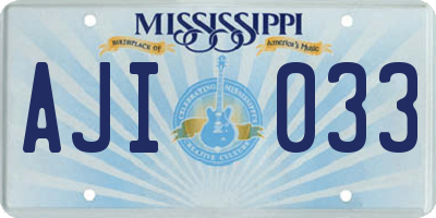 MS license plate AJI033