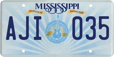 MS license plate AJI035