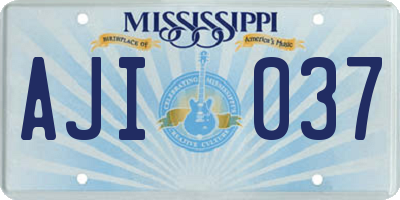 MS license plate AJI037