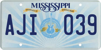 MS license plate AJI039