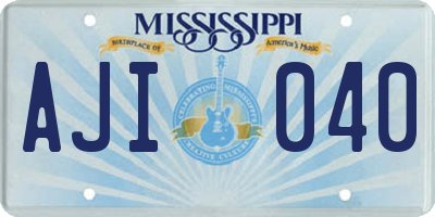MS license plate AJI040