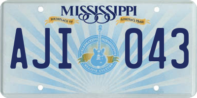 MS license plate AJI043