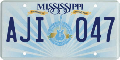 MS license plate AJI047