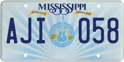 MS license plate AJI058