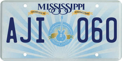 MS license plate AJI060