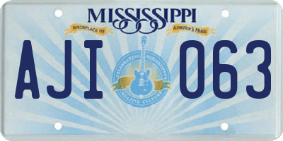 MS license plate AJI063
