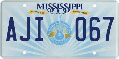 MS license plate AJI067