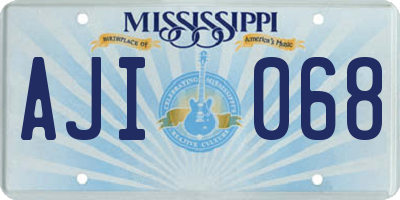 MS license plate AJI068