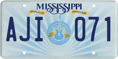 MS license plate AJI071