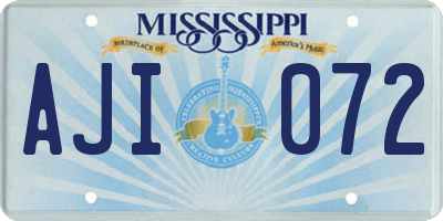 MS license plate AJI072