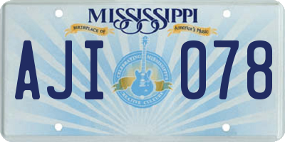 MS license plate AJI078
