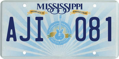 MS license plate AJI081