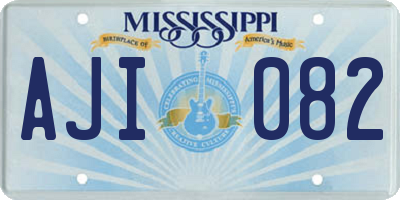 MS license plate AJI082