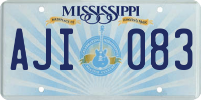MS license plate AJI083