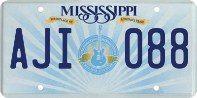 MS license plate AJI088