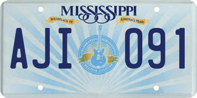 MS license plate AJI091