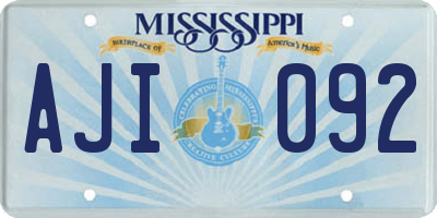 MS license plate AJI092