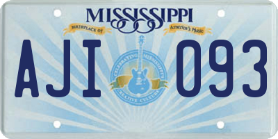 MS license plate AJI093