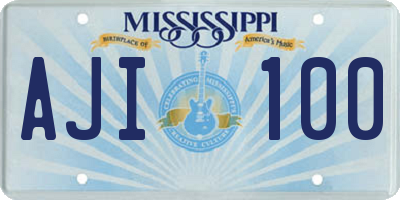MS license plate AJI100