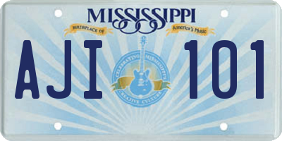 MS license plate AJI101