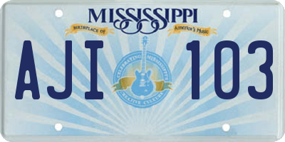 MS license plate AJI103