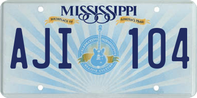 MS license plate AJI104