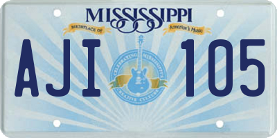 MS license plate AJI105