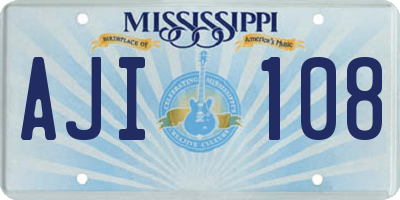 MS license plate AJI108