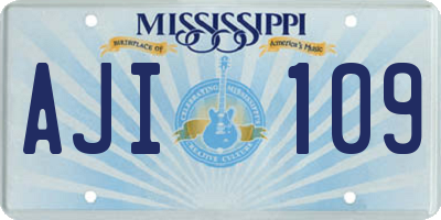MS license plate AJI109