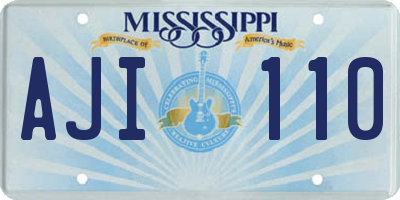 MS license plate AJI110