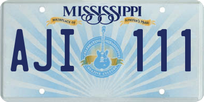 MS license plate AJI111